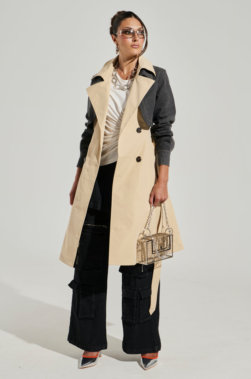 RUSH STREET DENIM OVERLAY TRENCH