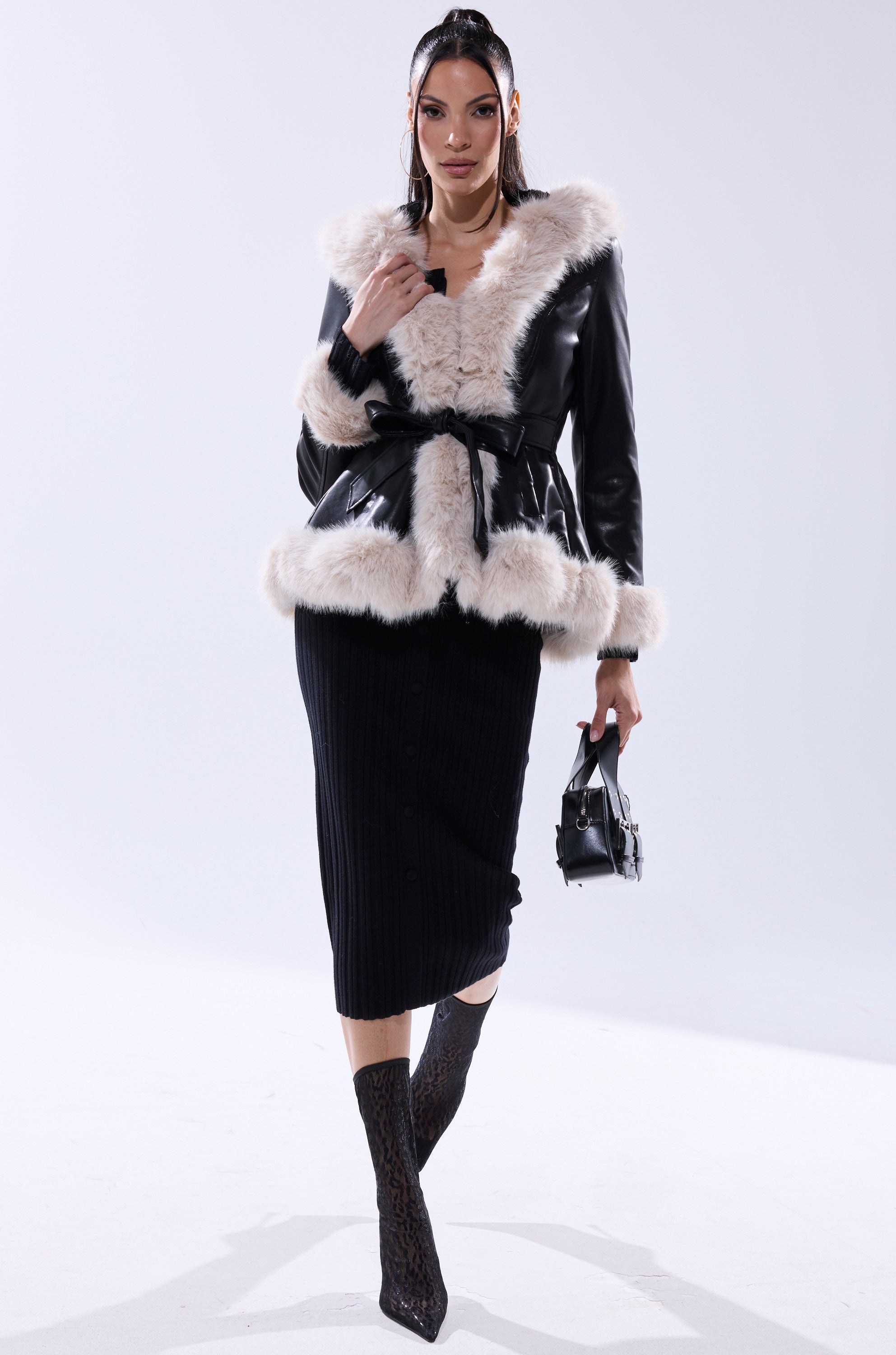 HOODED KENZY FUR TRIM MOTO