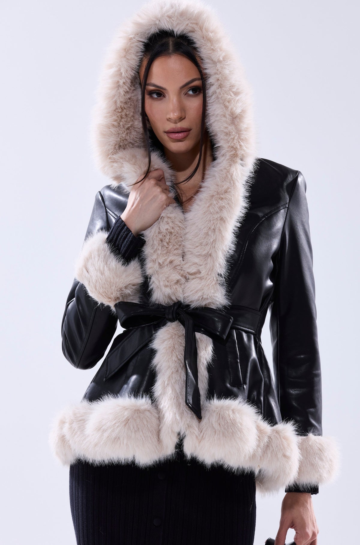HOODED KENZY FUR TRIM MOTO