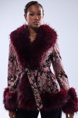 KENZY FUR TRIM MOTO IN PINK MULTI