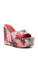 AZALEA WANG KEYARA PINK EMBELLISHED WEDGE SANDAL