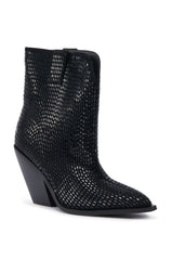 AZALEA WANG LAETITIA BLACK SPARKLE COWBOY BOOTIE
