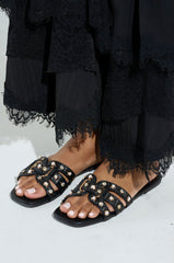LISA BLACK EMBELLISHED SLIP ON SANDAL