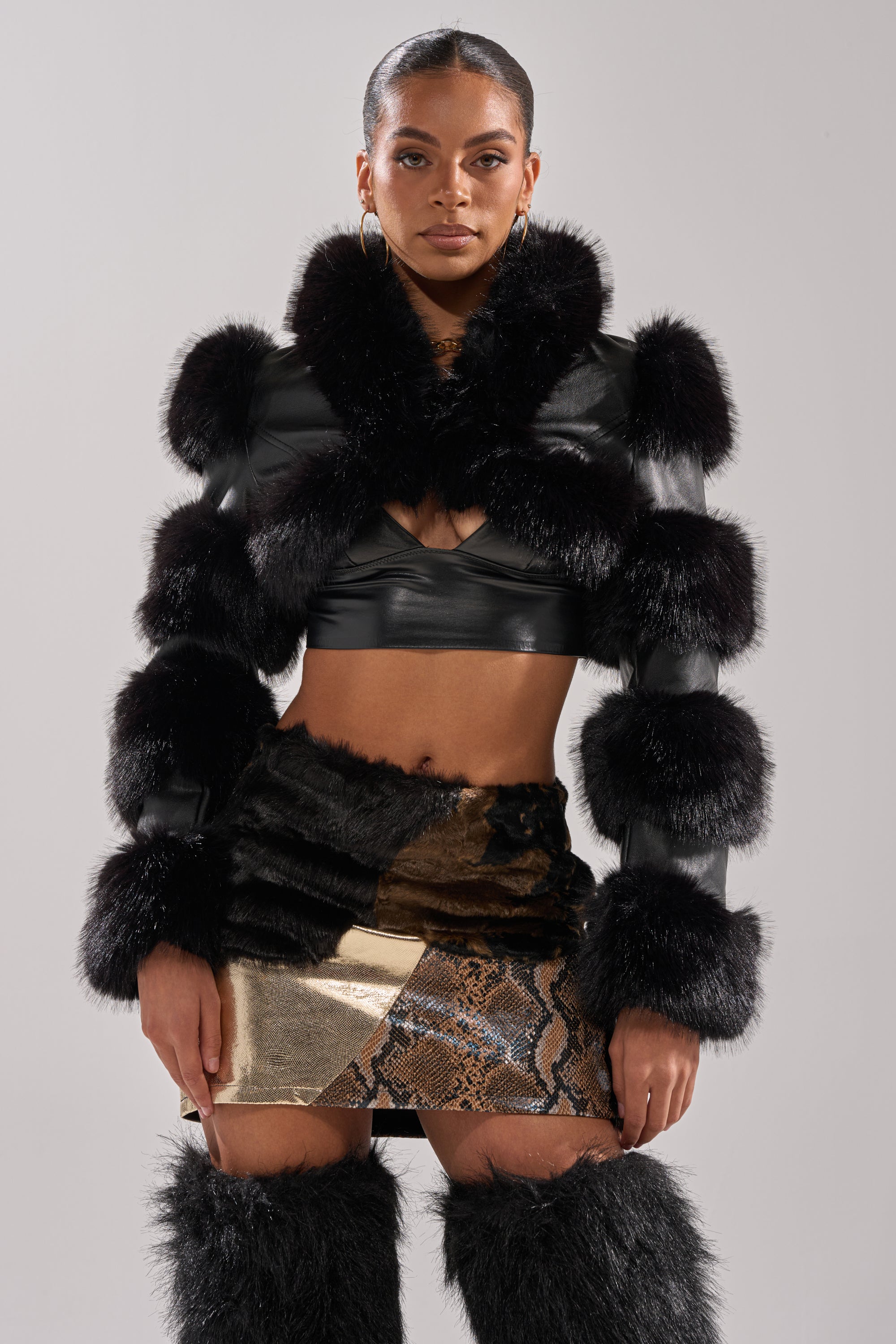 LOVERGIRL ULTRA CROP FUR TRIM MOTO