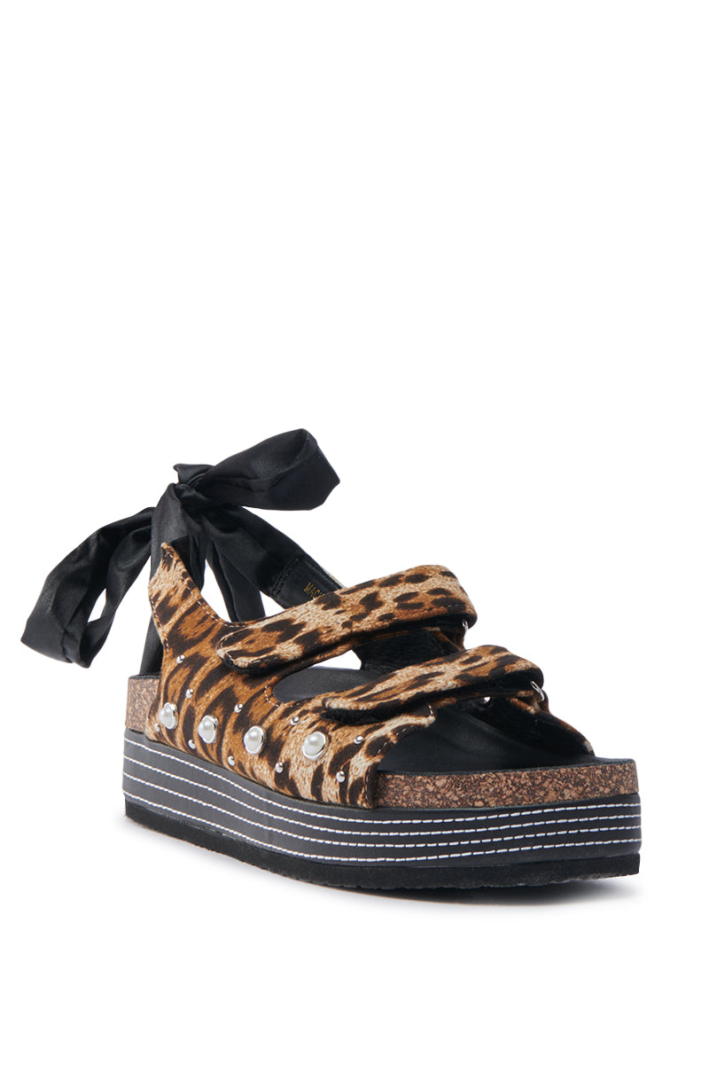 AKIRA MACKLEY LEOPARD FLATFORM SANDAL