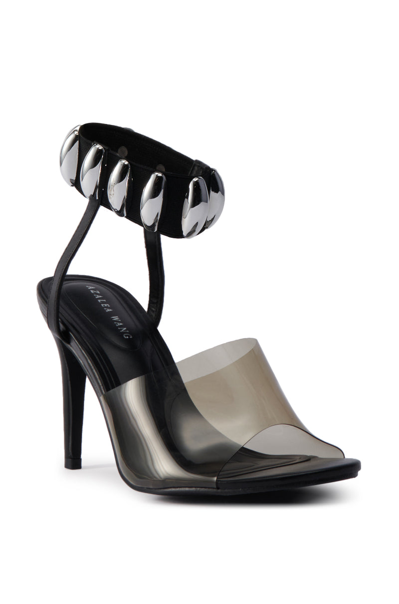 AKIRA MADRIDI BLACK PVC AND METAL SANDAL