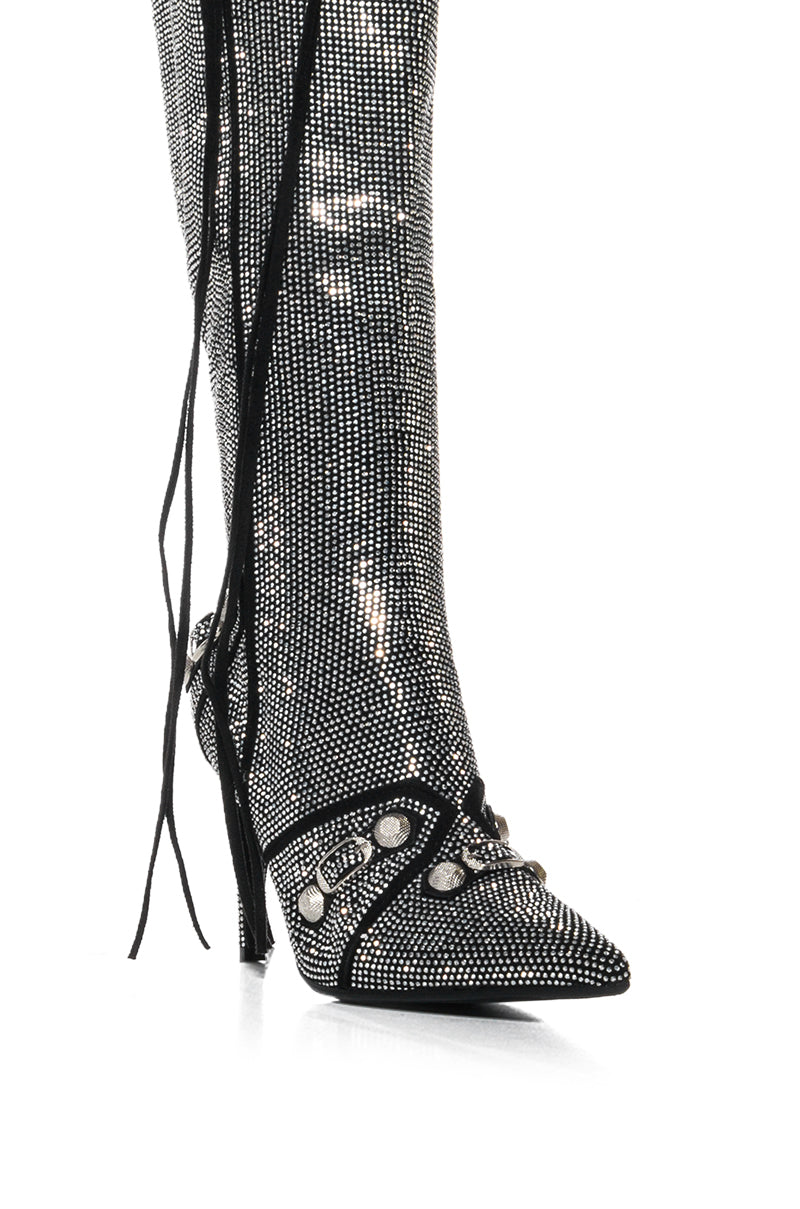 AZALEA WANG MAEVE SILVER STILETTO BOOT