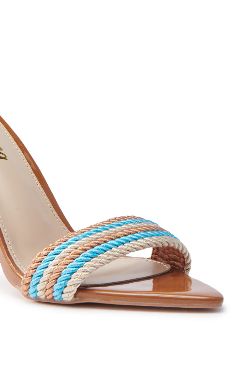 MANSON BROWN ROPE STIELTTO WRAP UP SANDAL