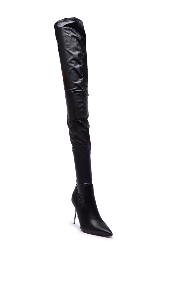 AZALEA WANG MILANDRA BLACK THIGH HIGH SEXY BOOT