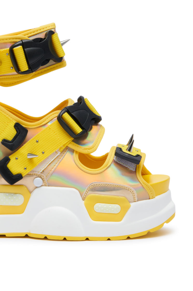 MULBERRY YELLOW SPIKEY FLATFORM SANDAL