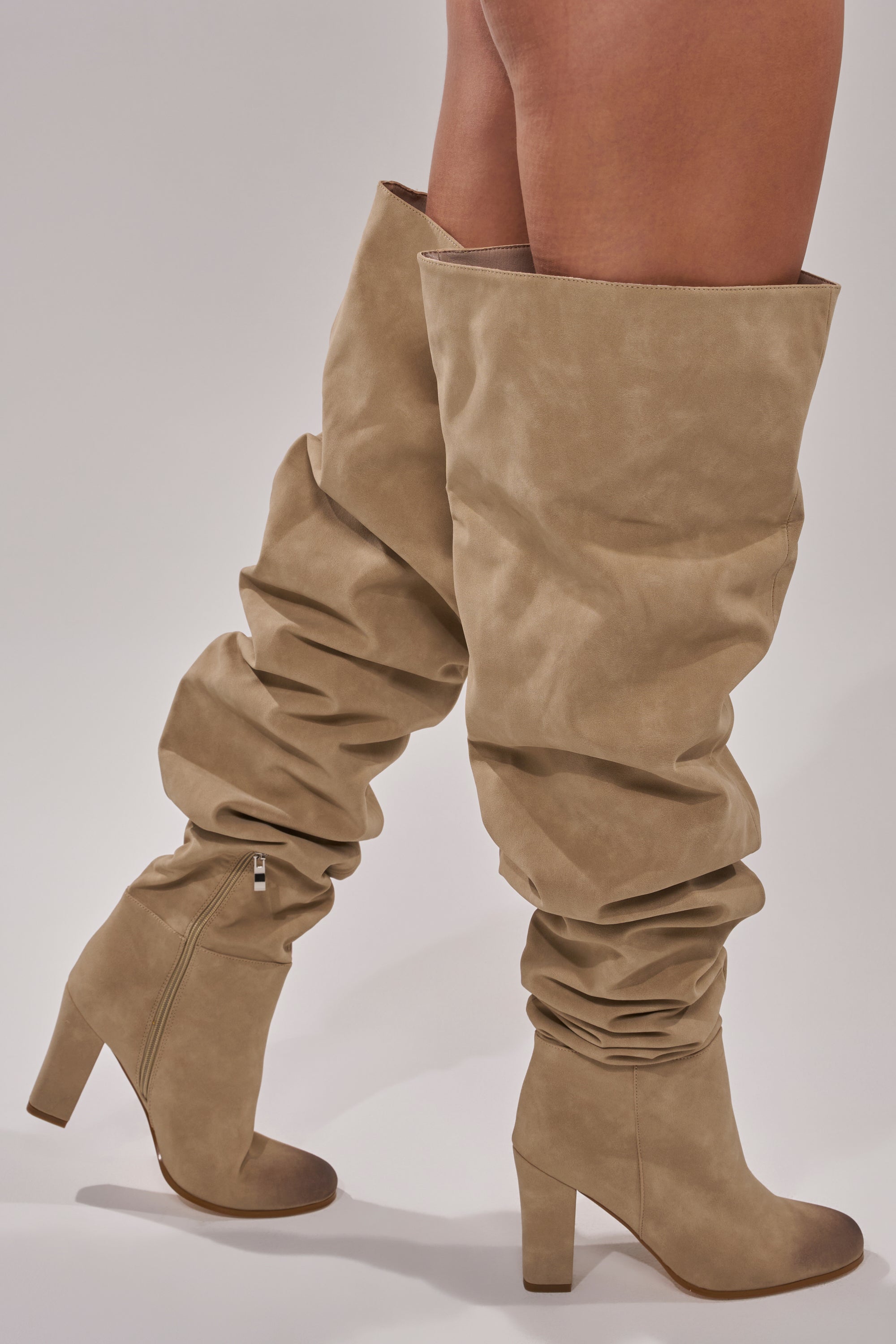 AZALEA WANG NANETTE TAUPE SLOUCHY BOOT