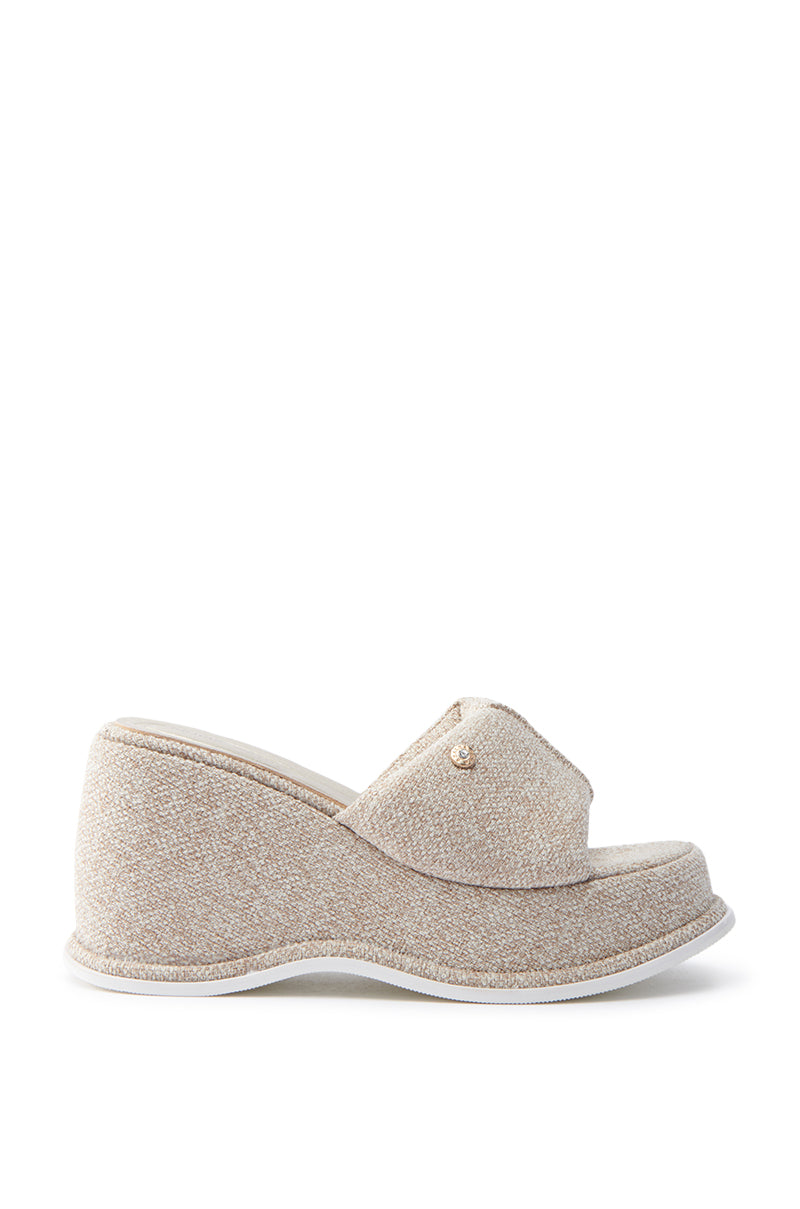  AZALEA WANG NATHALIA BEIGE NOVELTY FLATFORM SANDAL