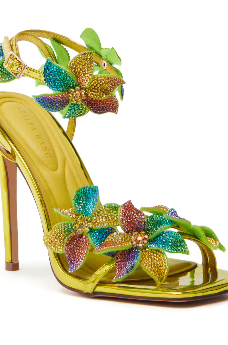 AZALEA WANG NERIYA MULTI RHINESTONE FLOWER STILETTO SANDAL