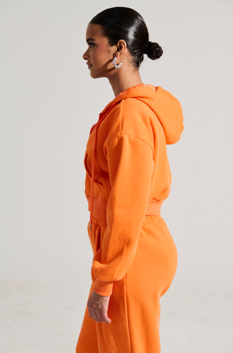 ORANGE CROP ZIP UP SWEATSHIRT
