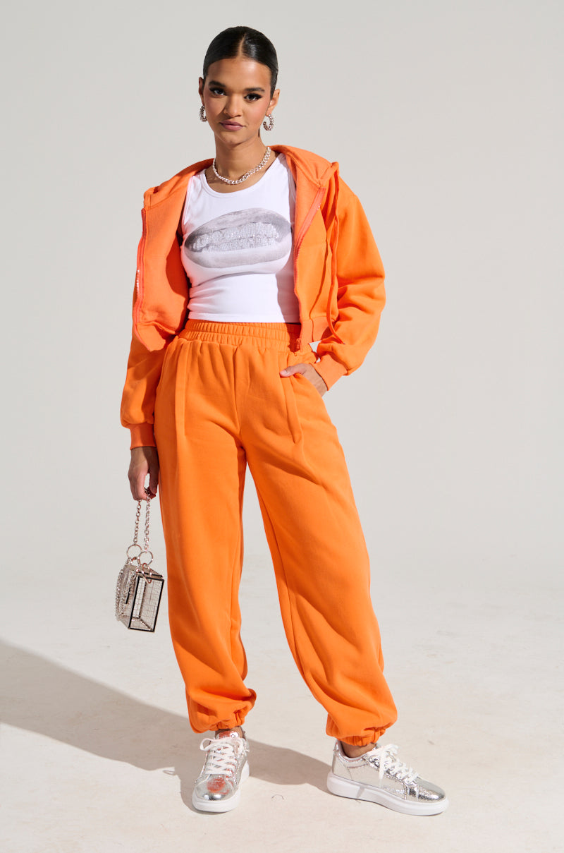 ORANGE CROP ZIP UP SWEATSHIRT