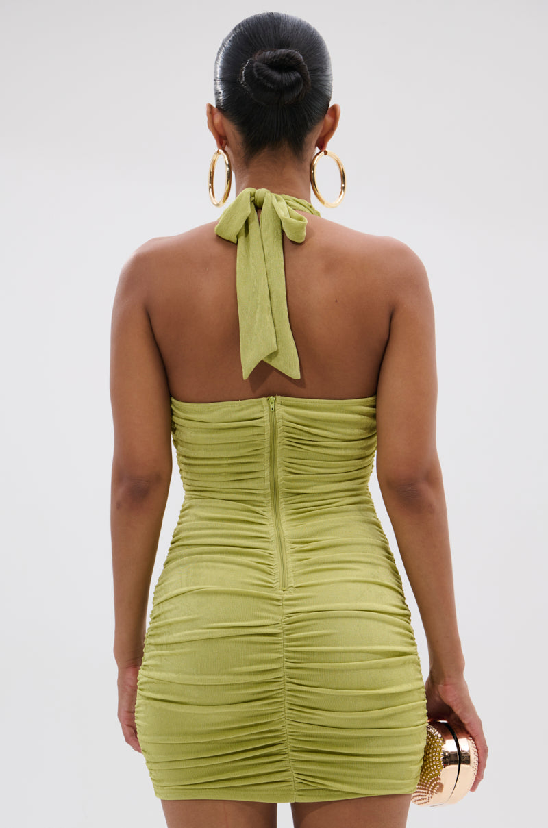 SERPENTI PLUNGE MINI DRESS IN GREEN