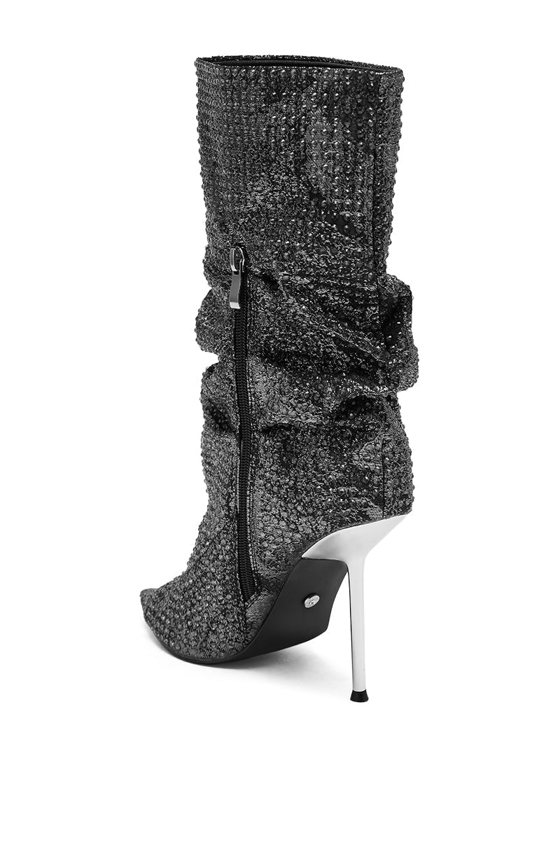 AZALEA WANG PHOTINE BLACK MULTI SPARKLE OPEN TOE STILETTO BOOTIE