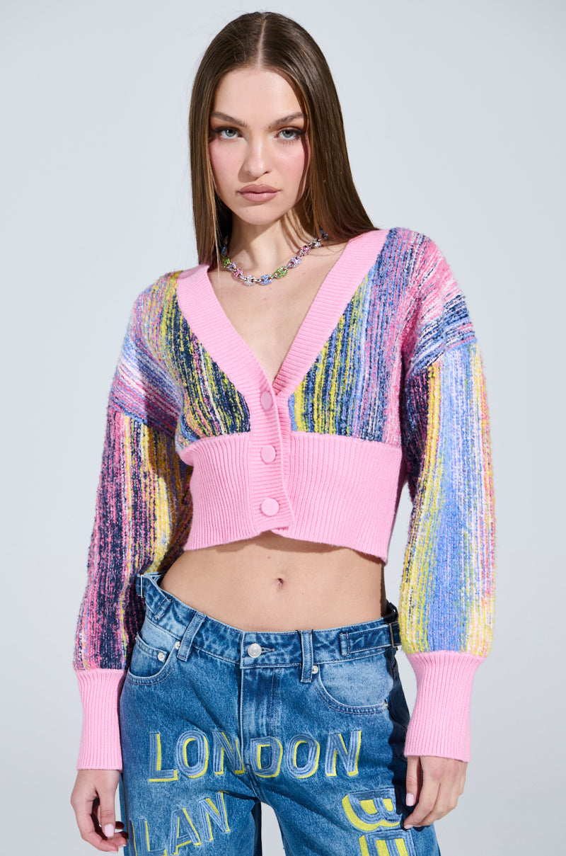 COLOR POP CROPPED CARDIGAN