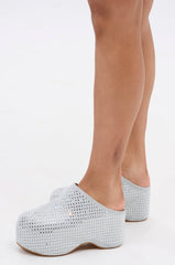 AZALEA WANG ROMESCO BLING FLATFORM CLOG IN GREY