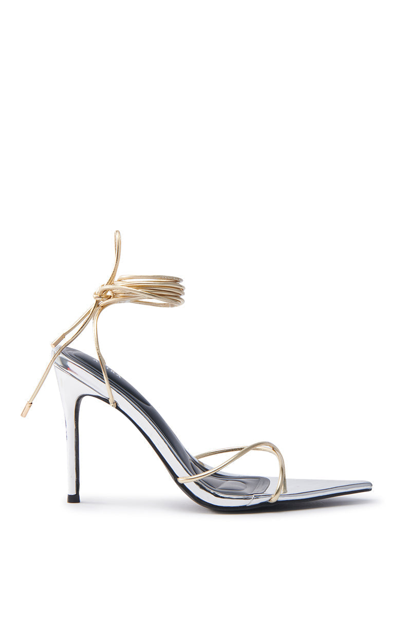 AKIRA SACHITA SILVER AND GOLD STILETTO SANDAL