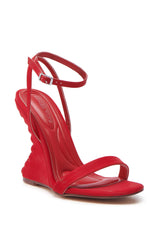 AZALEA WANG SAWNEY RED LACE UP PATENT SANDAL