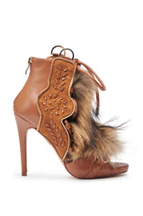 AZALEA WANG SHAINY TAN FUR SANDAL