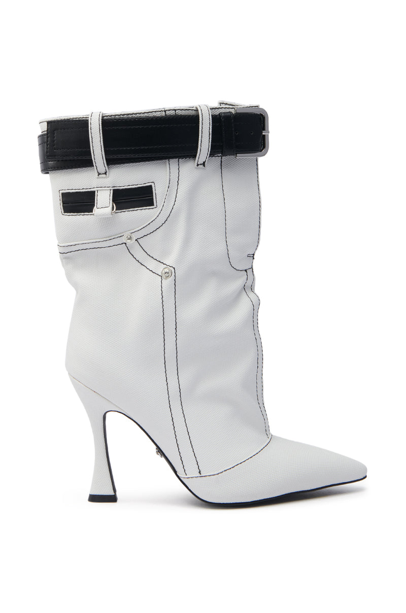 AZALEA WANG SHANELLA WHITE DENIM BOOTIE