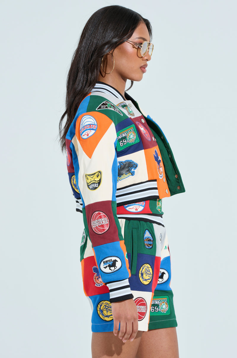 SLIGHT FLEX PATCHWORK BOMBER