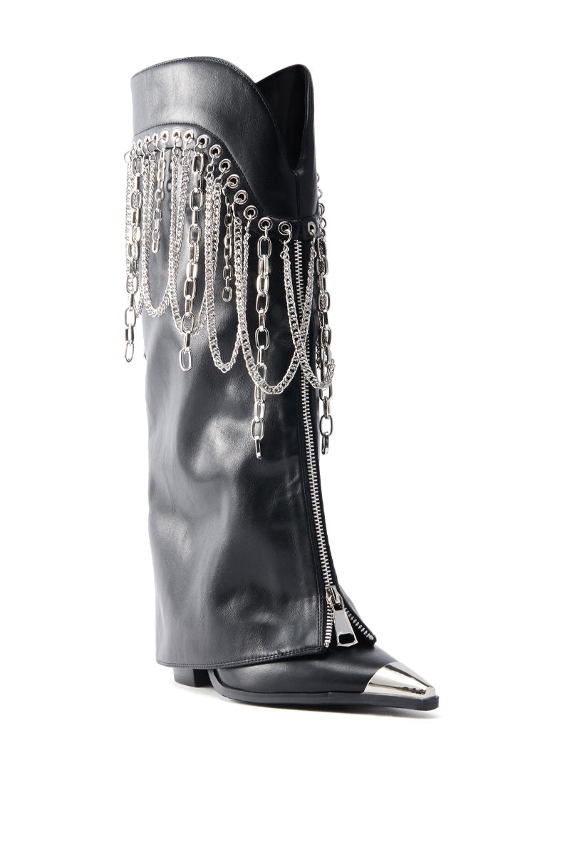 AZALEA WANG SINISTER BLACK WESTERN CHUNKY BOOT