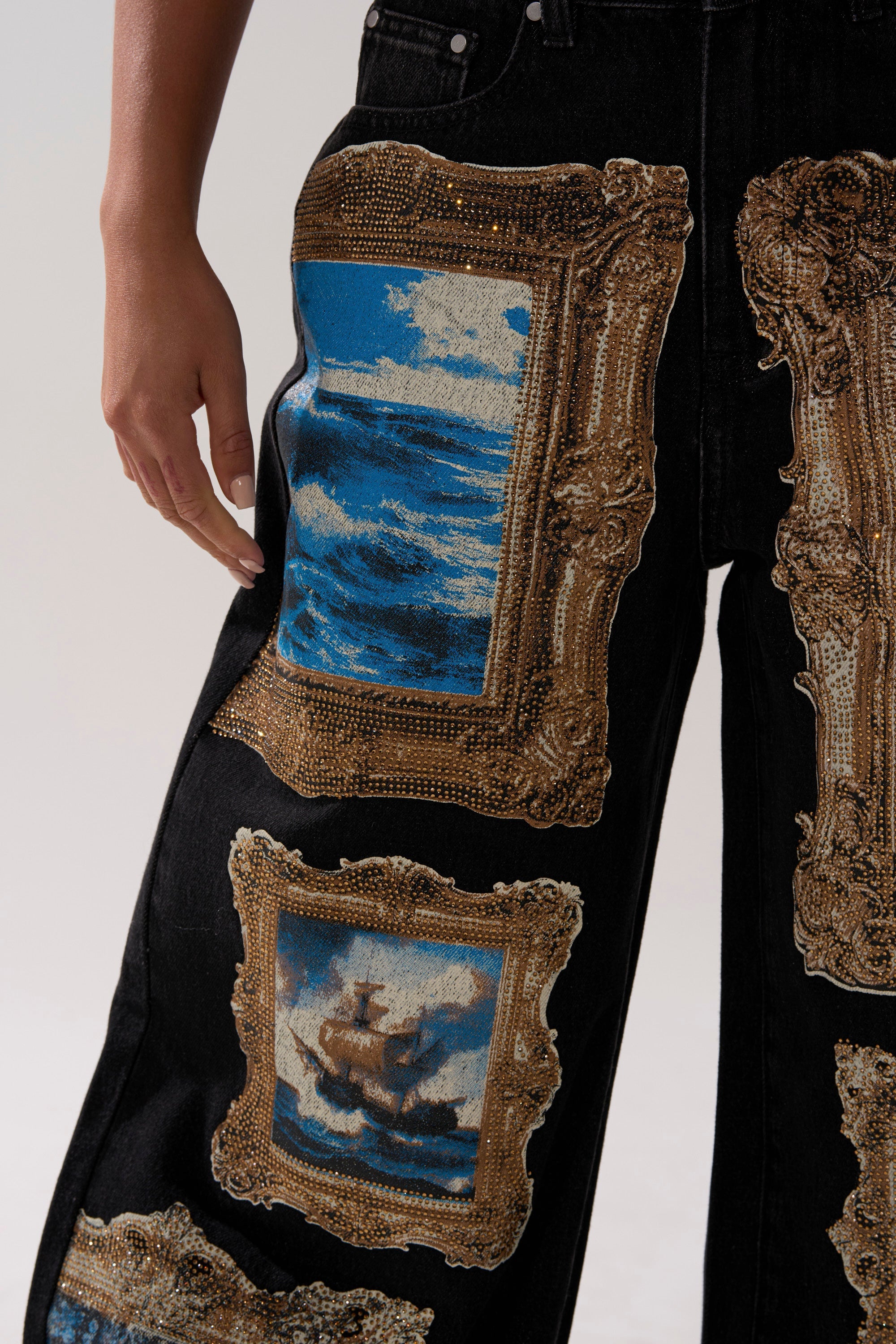 WORK OF ART GRAPHIC WIDE LEG DENIM