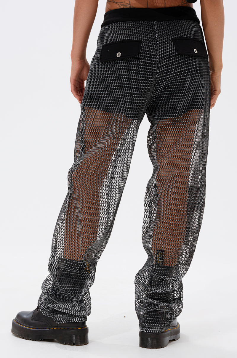 STEPHANIA TRANSPARENT TROUSER IN BLACK