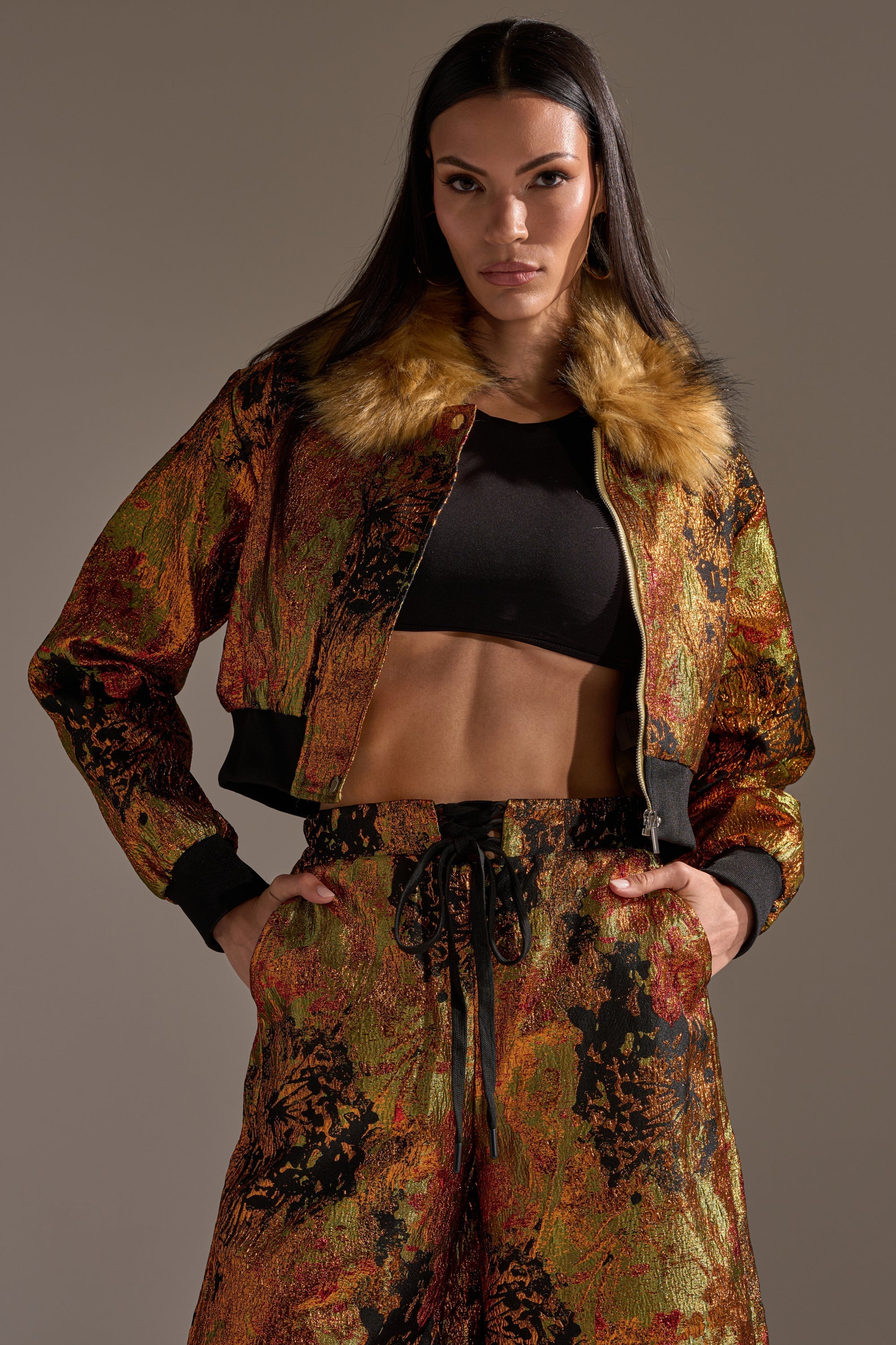 TWIN FLAME BROCADE BOMBER