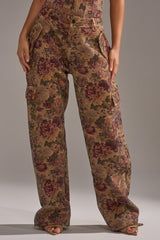 GLAM SQUAD RHINESTONE BROCADE TROUSER