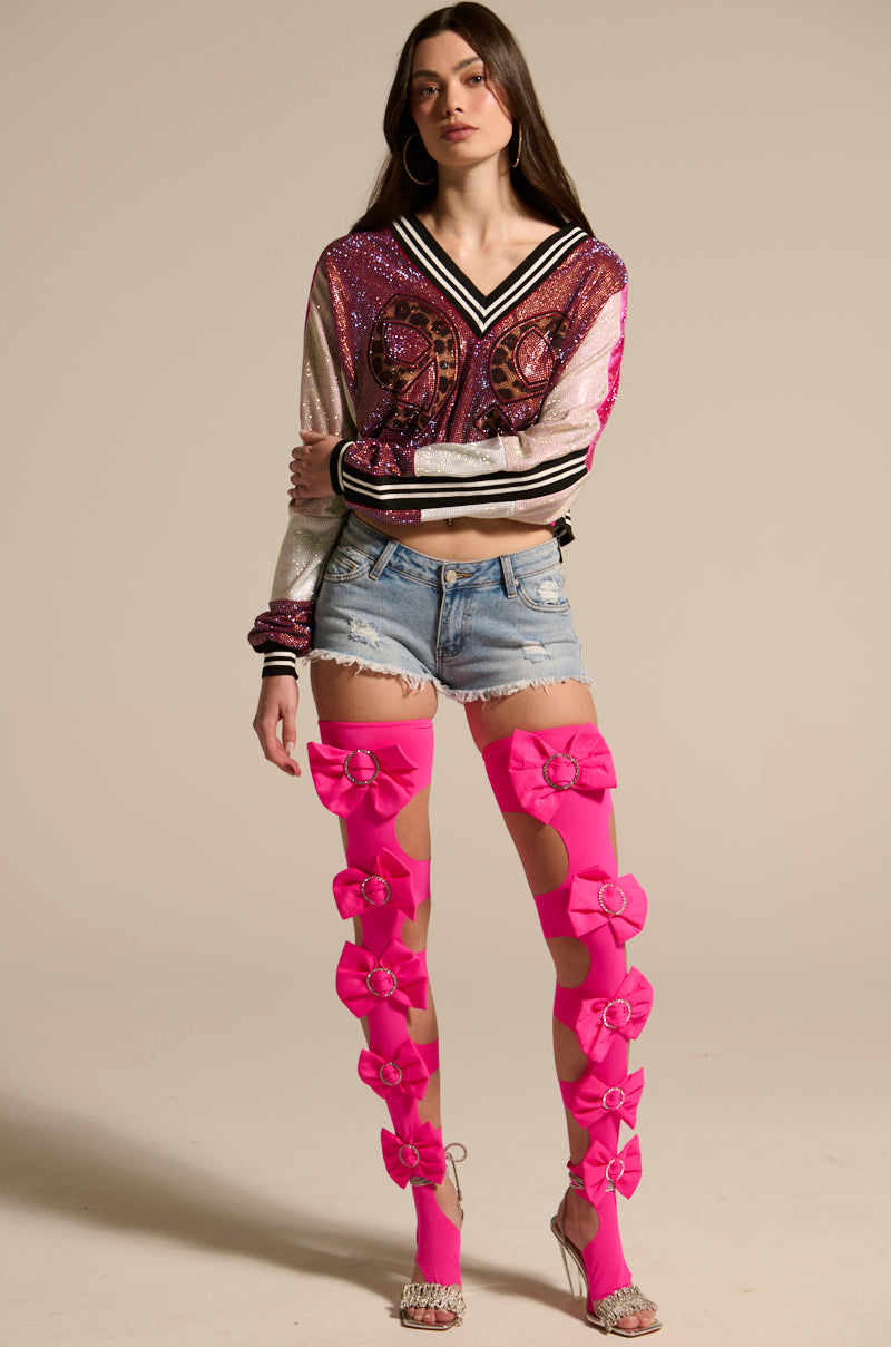 ONLY THE COOLEST RHINESTONE JERSEY SWEATSHIRT