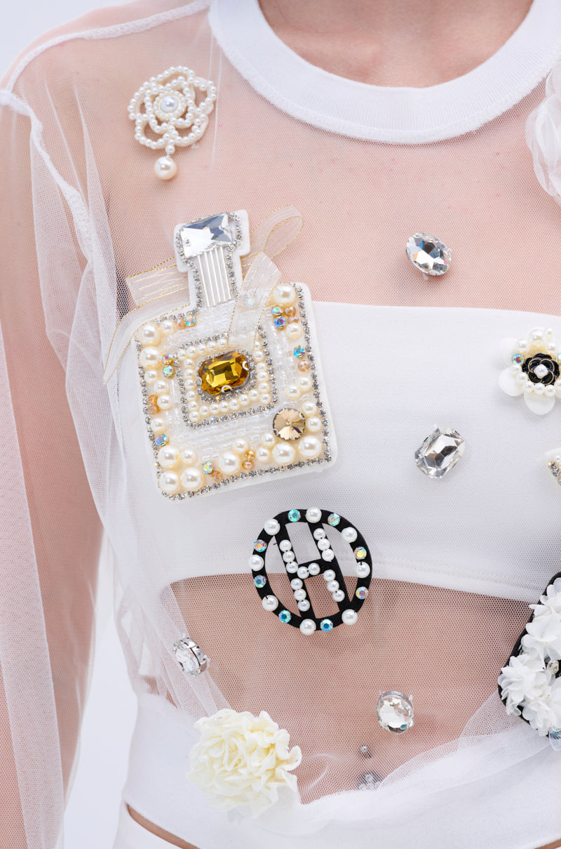 GABRIELLA EMBELLISHED MESH TOP