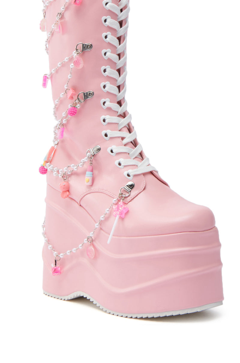 KOI FOOTWEAR THE DREAMSCAPE NOVELTY PINK FLATFORM BOOT