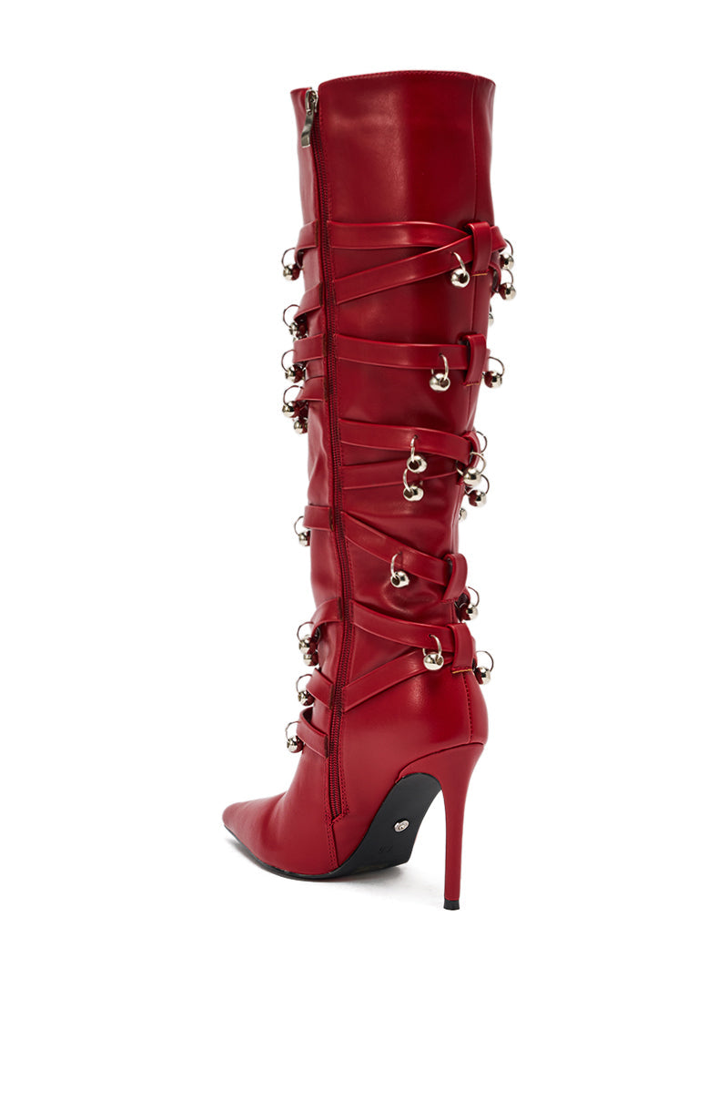 AZALEA WANG TIMPANI RED WESTERN FRINGE STILETTO BOOT