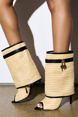 AZALEA WANG TYLOR BEIGE WOVEN BOOTIE