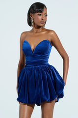 FEEL SOMETHING VELVET MINI DRESS IN BLUE