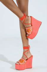 AZALEA WANG VONDA ORANGE WEDGE SANDAL