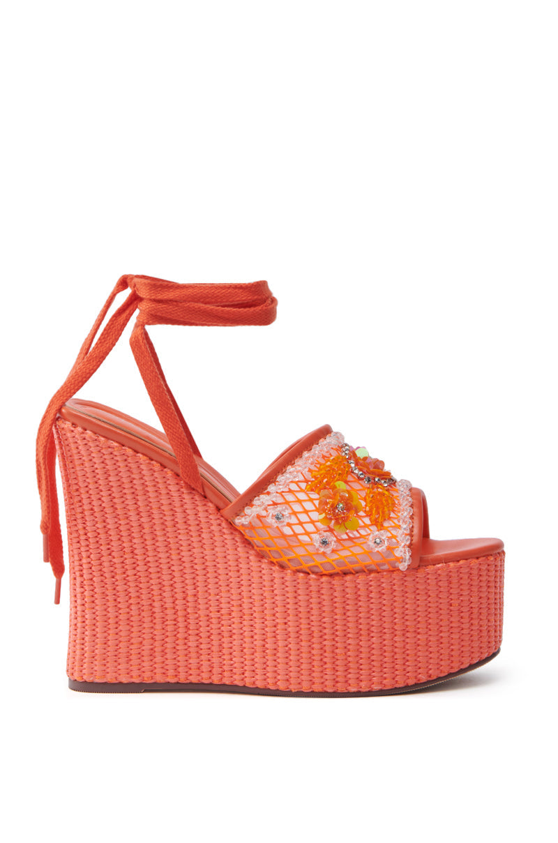 AZALEA WANG VONDA ORANGE WEDGE SANDAL