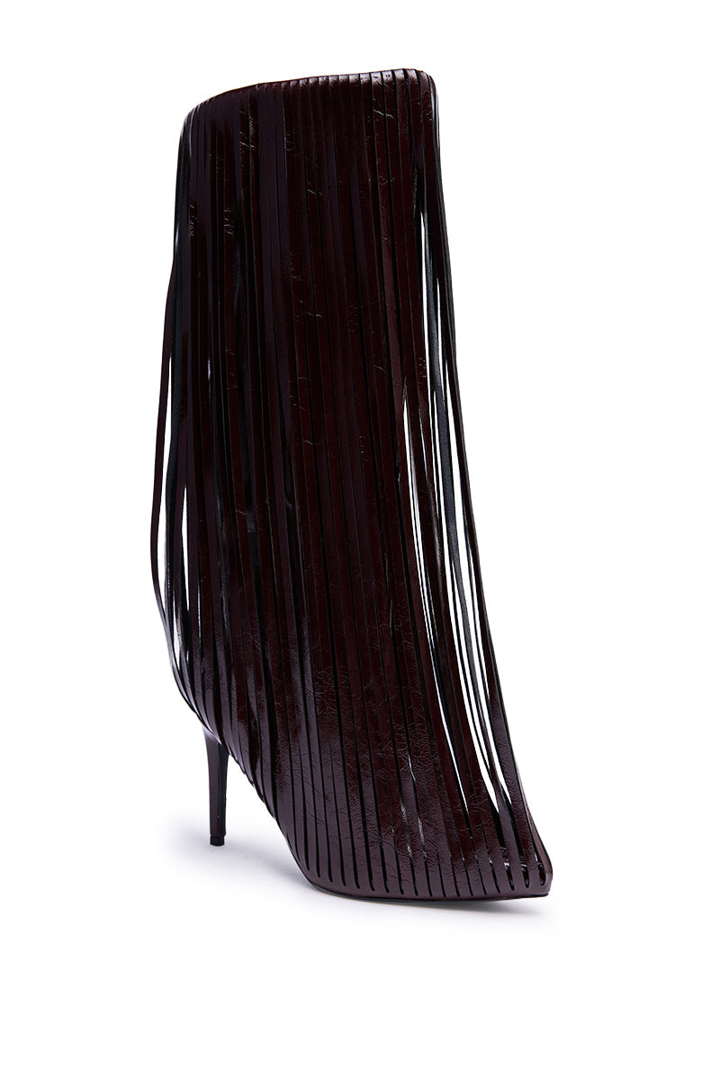 AZALEA WANG XANTARA FRINGE BURGUNDY STILETTO BOOT