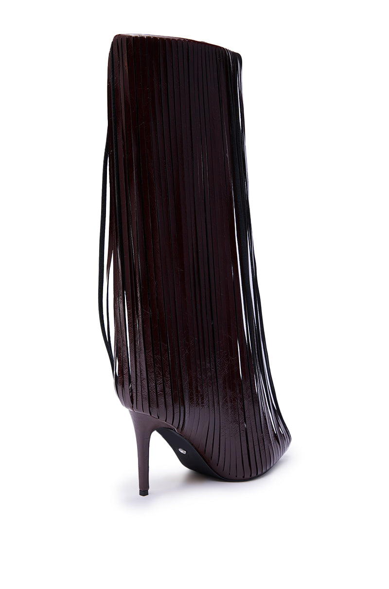AZALEA WANG XANTARA FRINGE BURGUNDY STILETTO BOOT