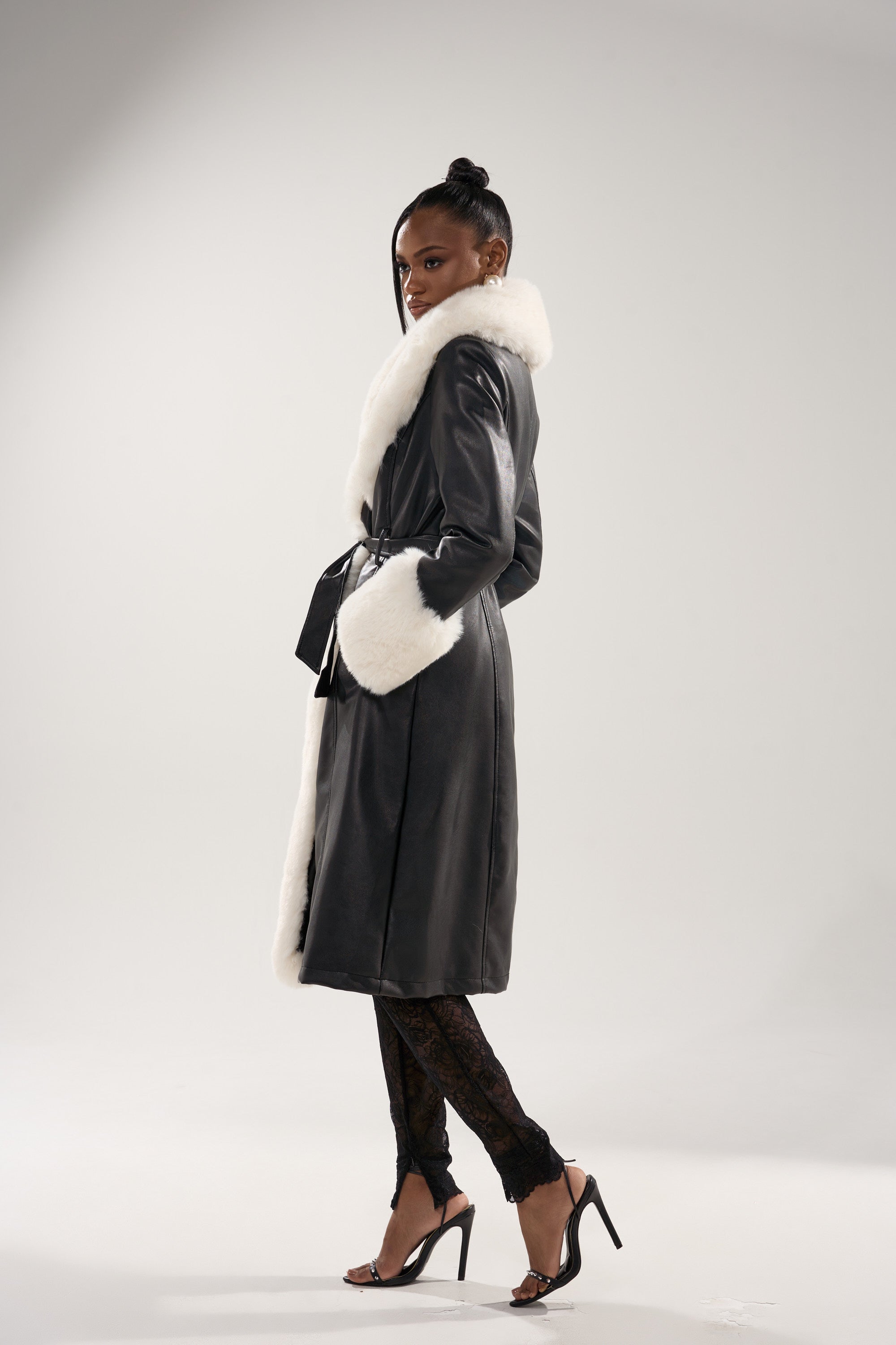 SNOW BUNNY FUR TRIM TRENCH