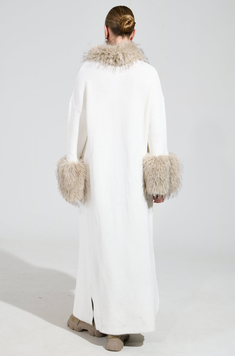 SNOWY NIGHT LONG CARDIGAN IN IVORY
