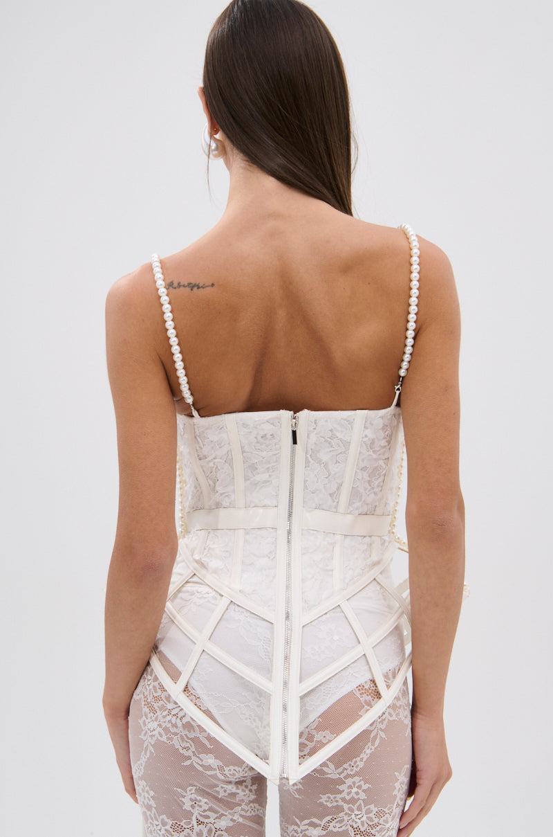 PEARL QUEEN CORSETED CAGE TOP