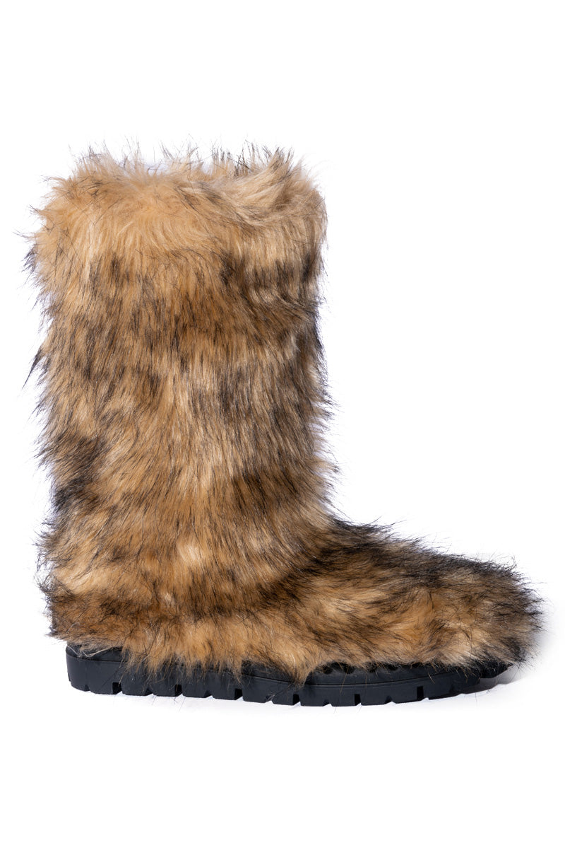 AZALEA WANG ASPEN FURRY BROWN MULTI BOOTIE
