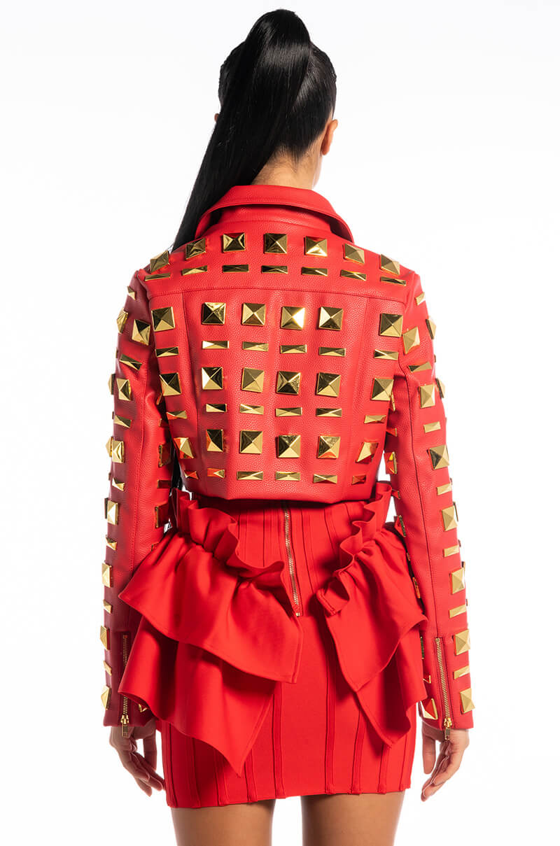 BACKSTAGE MOTO JACKET OVERSIZED SQUARE STUDS