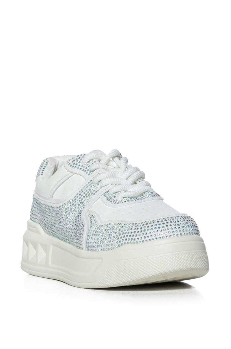 AZALEA WANG BALL GAME SILVER RHINESTONE SNEAKER