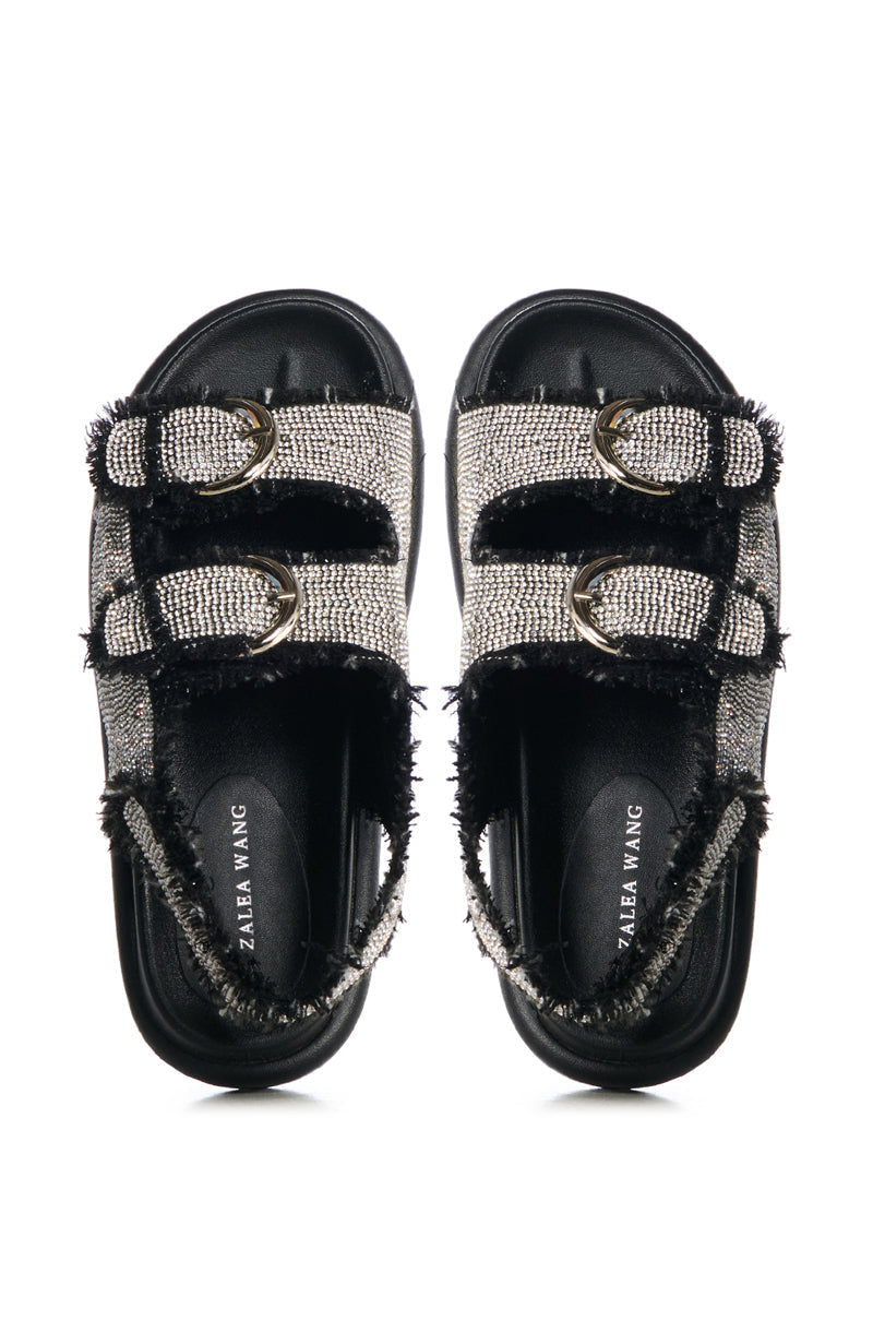 AZALEA WANG BASIA BLACK SILVER RHINESTONE SANDAL